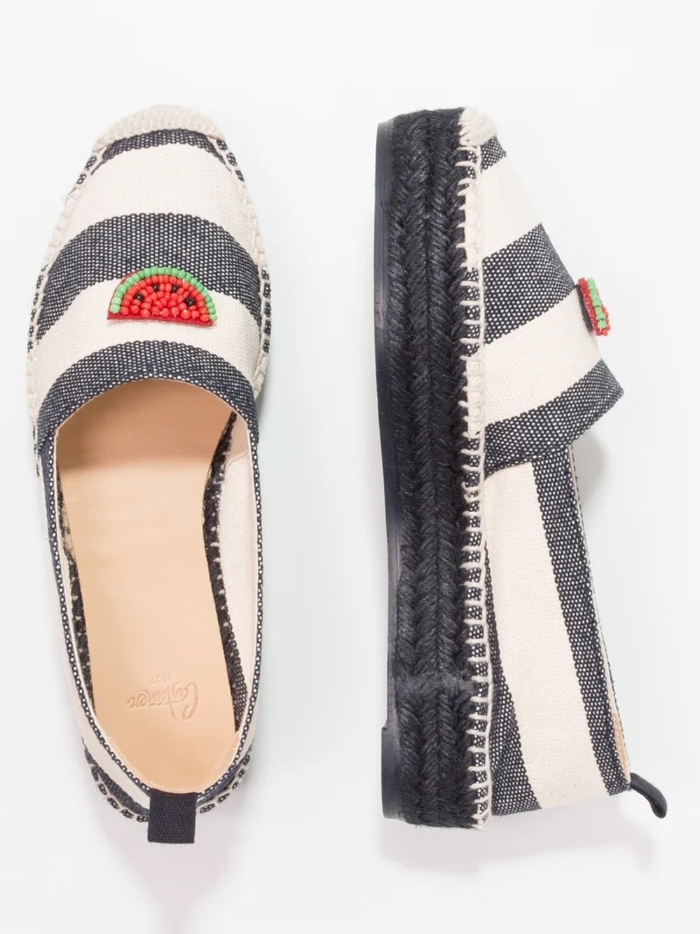 Castañer Watermelon Beaded Striped Espadrille Flats Size 39